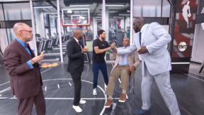 Charles Barkley exercises on Inside the NBA